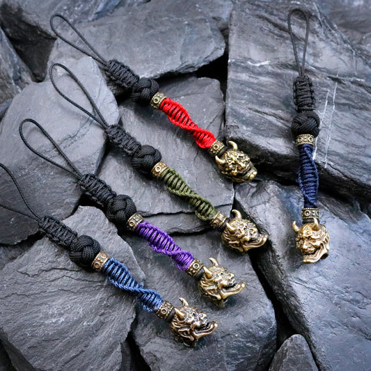 Paracord Knife Lanyard With Hannya Mask Bead