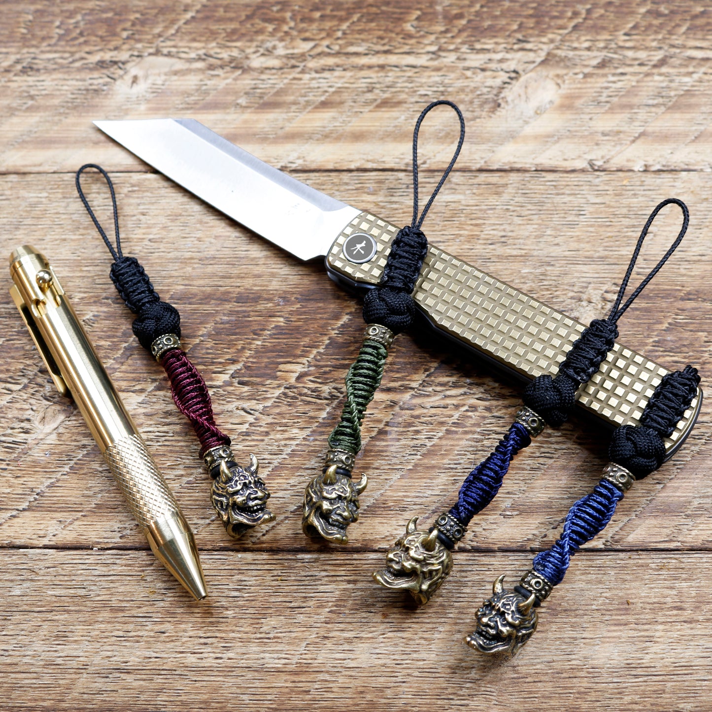 Paracord Knife Lanyard With Hannya Mask Bead