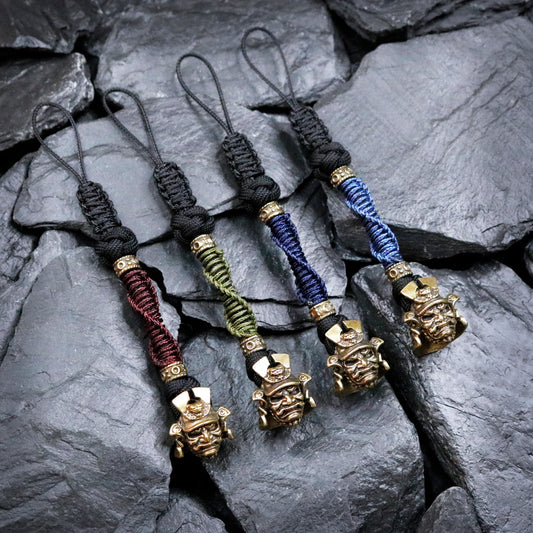 Paracord Knife Lanyard With Japanese Samurai Helmet Bead